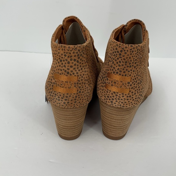 TOMS Kala wedge ankle boots booties lace-up Cheetah suede shoe brown new 7.5 - Picture 5 of 7